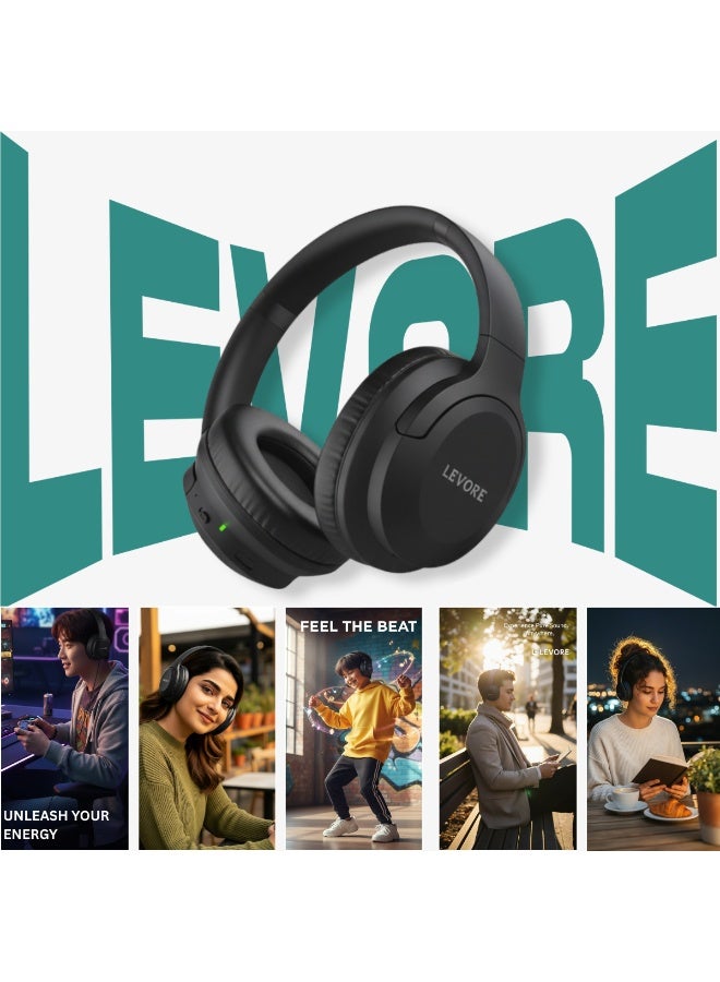LEVORE wireless Bluetooth Headphones Noise Cancelling Black LHB51 - Image 4
